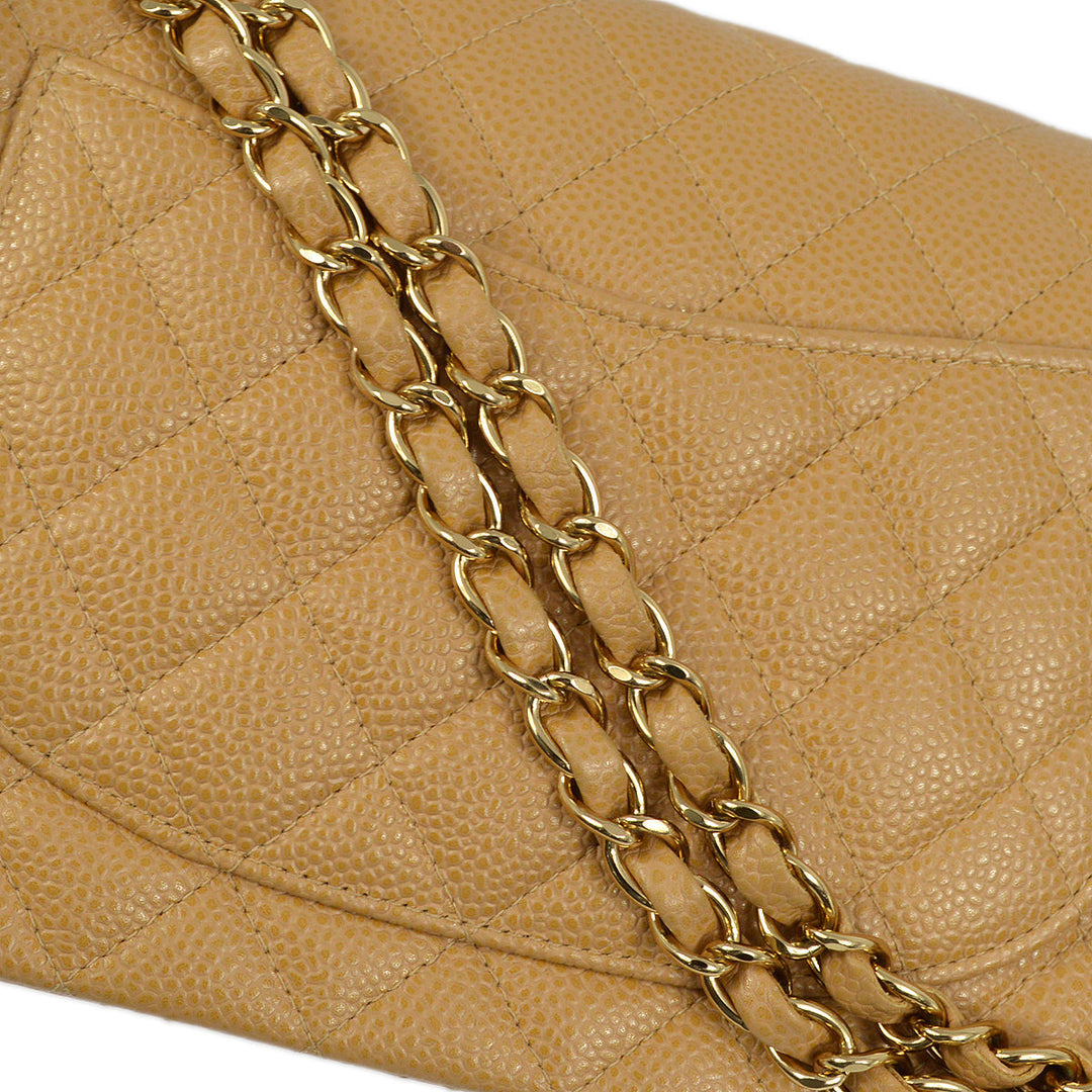 Top Quality Chanel Beige Caviar Medium Classic Double Flap Shoulder Bag