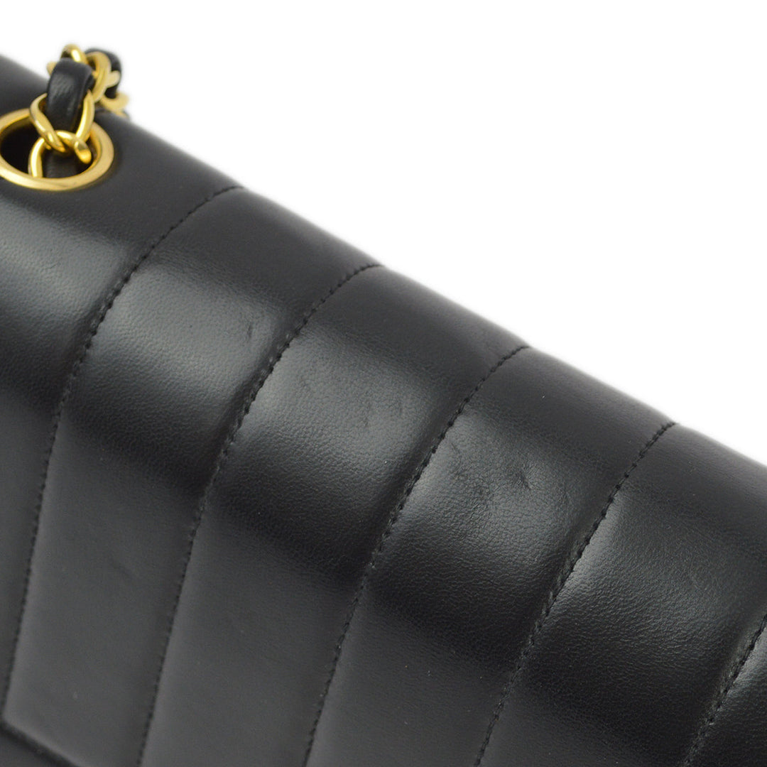 Top Quality Chanel Black Lambskin Mademoiselle Straight Flap Shoulder Bag