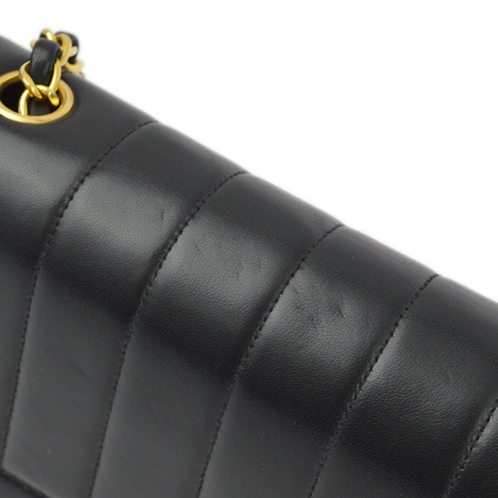 Top Quality Chanel Black Lambskin Mademoiselle Straight Flap Shoulder Bag