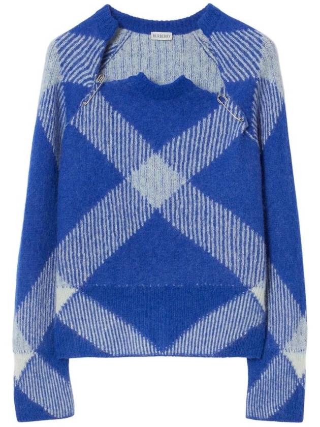 Burberry WoMen's Check Alpaca Wool Blend Knit Top Night