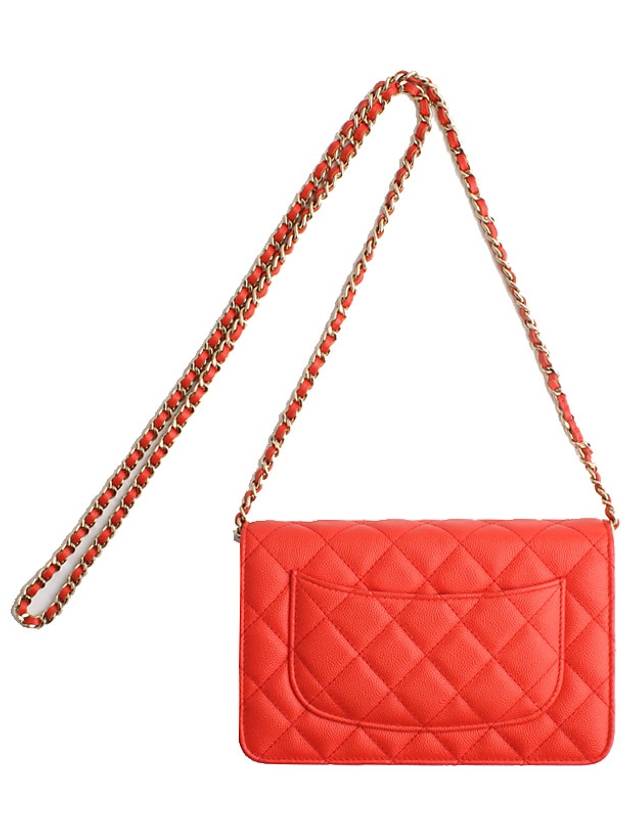 WOC Red Orange Caviar Silver Mini Cross 27th Division Chanel
