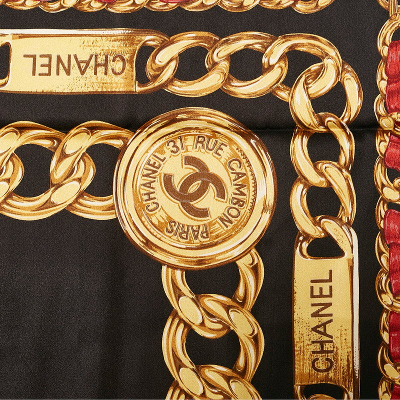 Top Quality Chanel Gold Chain Cocomark carf Black Multicolor Silk  Chanel