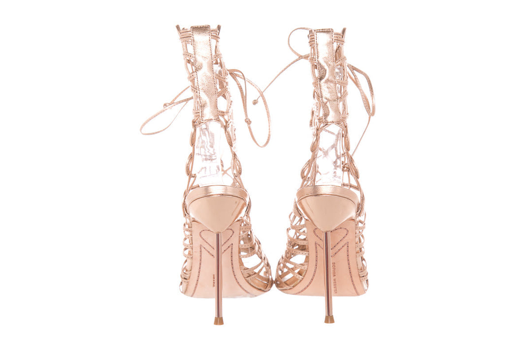 Sophia Webster Rose Gold Leather Lace up Heels SZ 37