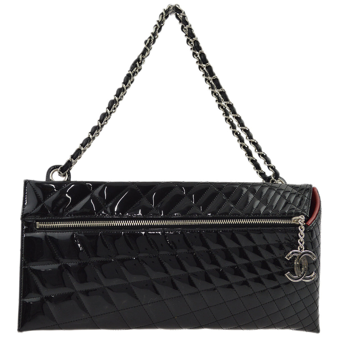 Top Quality Chanel Black Patent Leather Double Chain Shoulder Bag