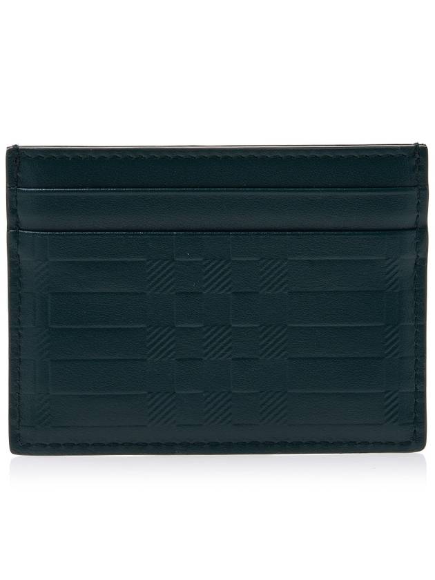 Burberry Embossed Check Card Wallet Green