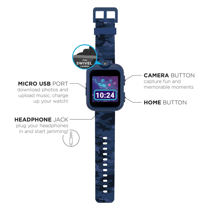 PlayZoom 2 Kids Smartwatch & Earbuds Set: Blue Camouflage Print