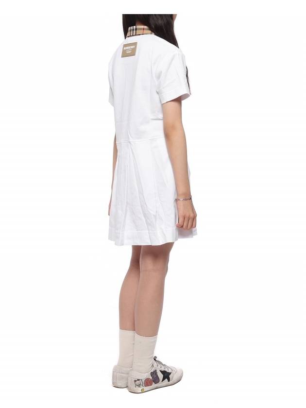 Burberry Kids Collar Check Polo Dress White