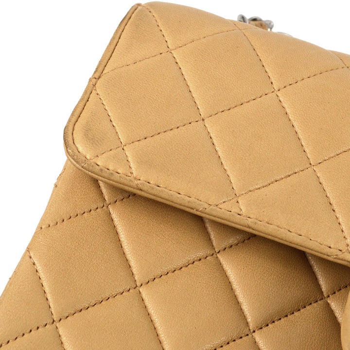 Top Quality Chanel Beige Lambskin Double Sided Classic Flap Shoulder Bag