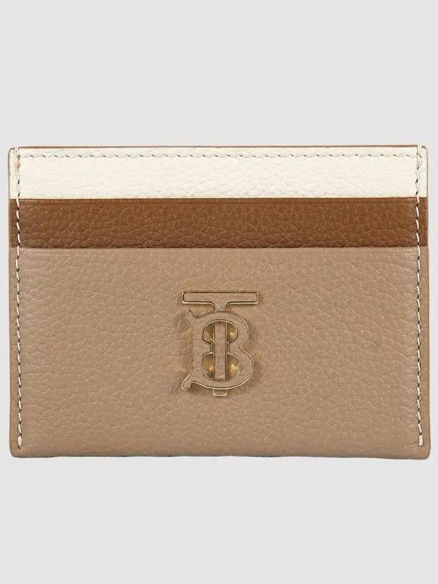 Burberry TB Tritone Grainy Leather Card Wallet Beige