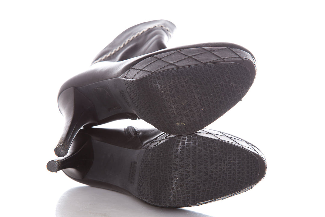Stuart Weitzman Black Platform Chain Detail Booties SZ 6