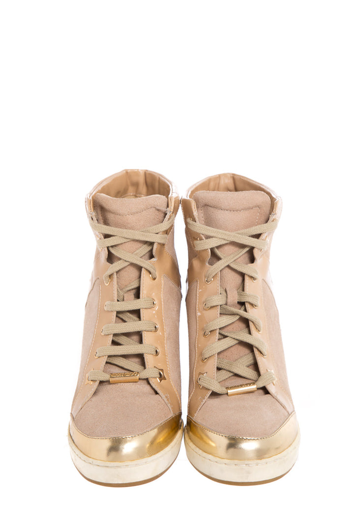 Jimmy Choo Gold Sneaker Wedge SZ 39.5