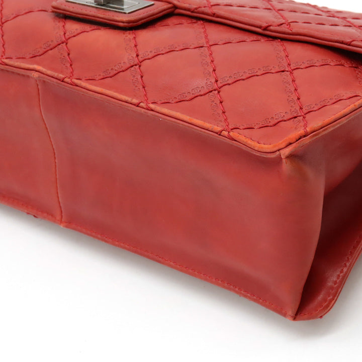 Top Quality Chanel Top Quality Chanel 2.55 Matrasse W Chain Bag Half-Sharp Handbag Semi-Sharp Leather Red Silver Gold  Blumin