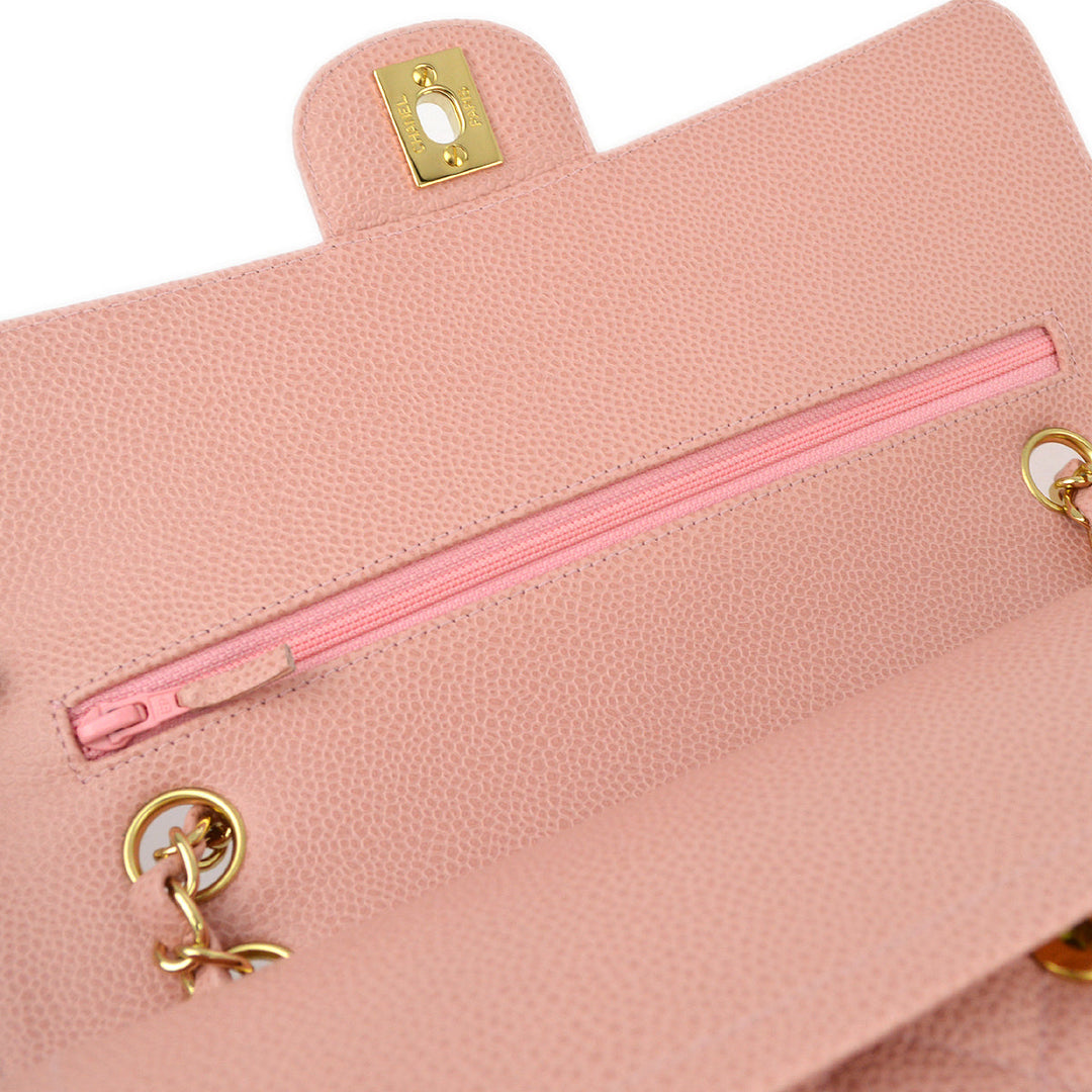 Top Quality Chanel Pink Caviar Medium Classic Double Flap Shoulder Bag