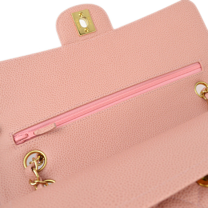 Top Quality Chanel Pink Caviar Medium Classic Double Flap Shoulder Bag