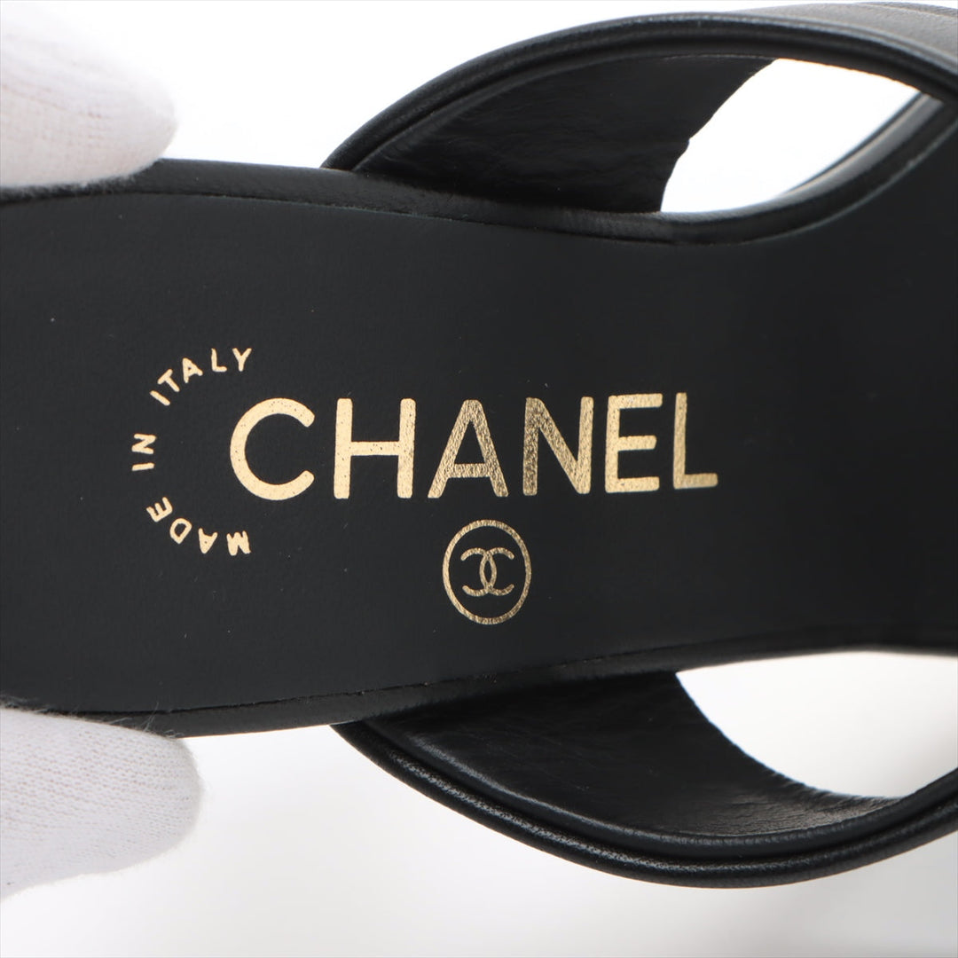 Top Quality Chanel Coco Leather Sandal 36C  Black G32755  Pearl Box  Bag