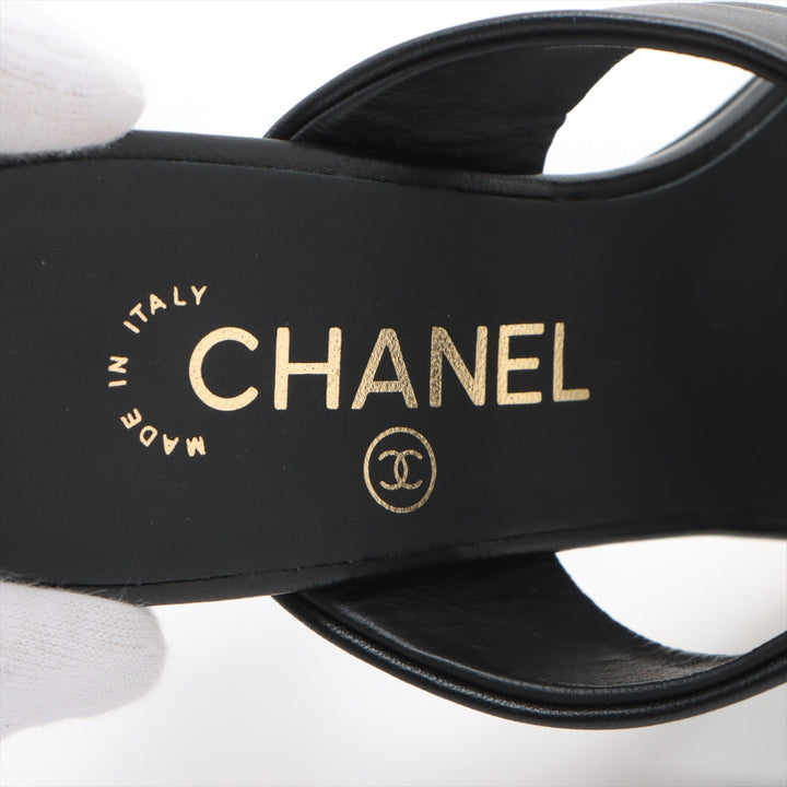 Top Quality Chanel Coco Leather Sandal 36C  Black G32755  Pearl Box  Bag
