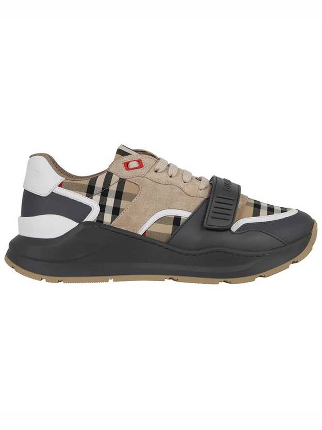 Top Quality Burberry Vintage Check Suede Leather Sneakers Grey Archive Beige