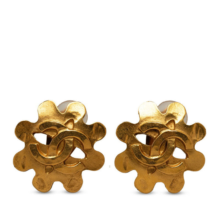 Top Quality Chanel Vintage Clip On Sun Earrings Gold Plated Women's