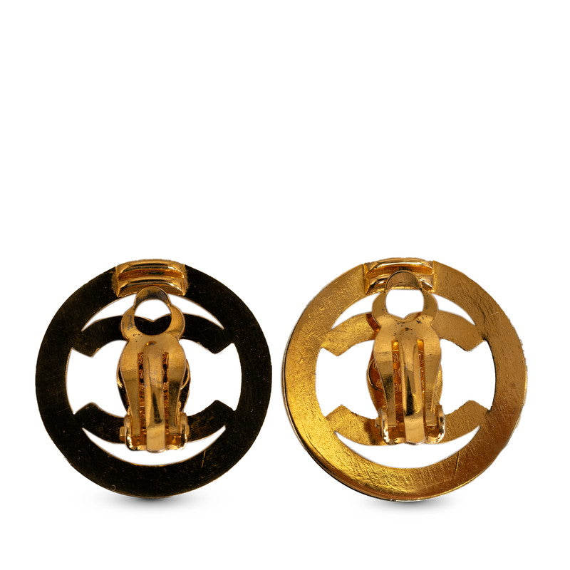Top Quality Chanel Vintage Coco Turn Lock Motif Earrings Gold Plated Women's
