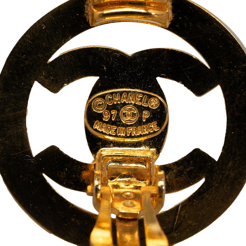 Top Quality Chanel Vintage Coco Turn Lock Motif Earrings Gold Plated Women's