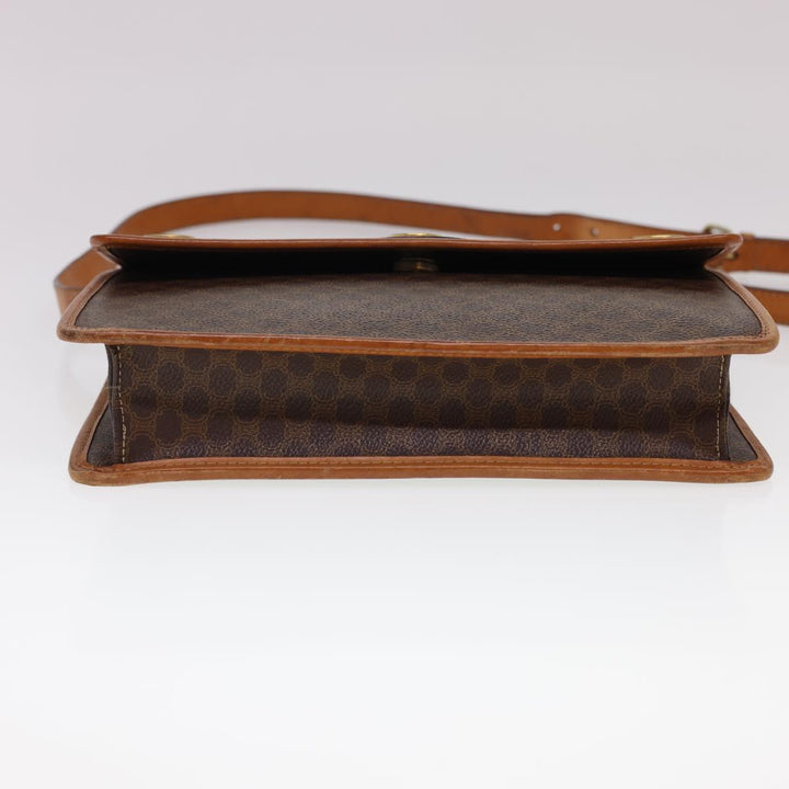 Celine Macadam Canvas Shoulder Bag PVC Leather Brown Auth 40101