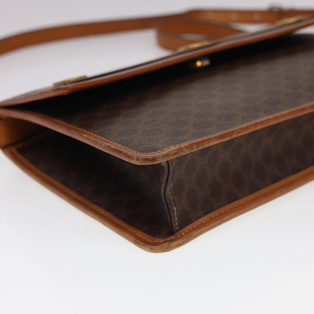 Celine Macadam Canvas Shoulder Bag PVC Leather Brown Auth 40101