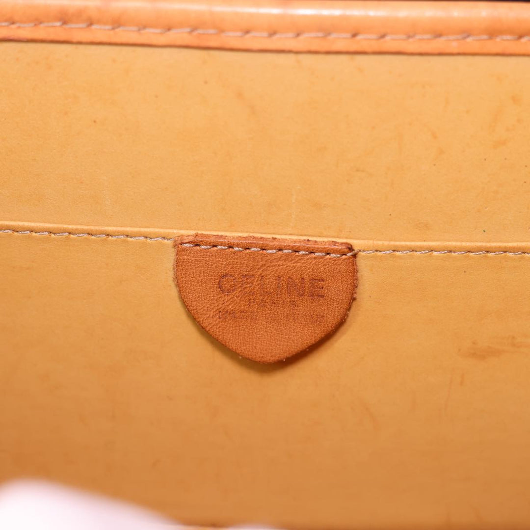 Celine Macadam Canvas Shoulder Bag PVC Leather Brown Auth 40101