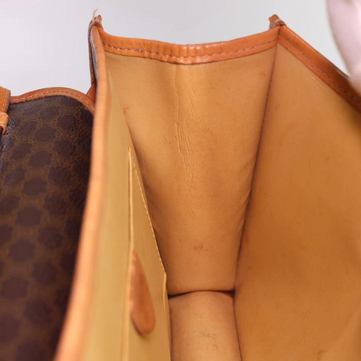Celine Macadam Canvas Shoulder Bag PVC Leather Brown Auth 40101
