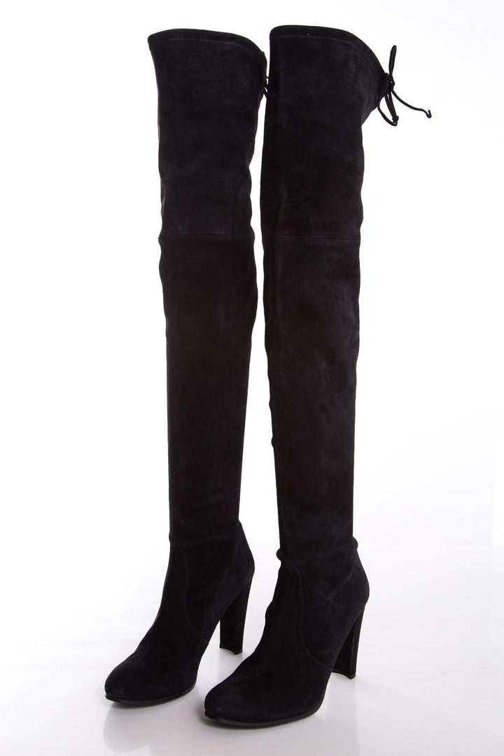 Stuart Weitzman Black Suede Highland Boots SZ 8.5