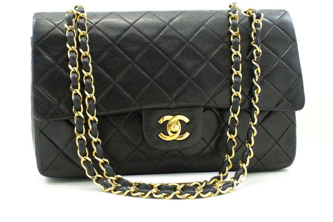 Top Quality Chanel Classic Double New 10" Chain Shoulder Bag Black Lambskin