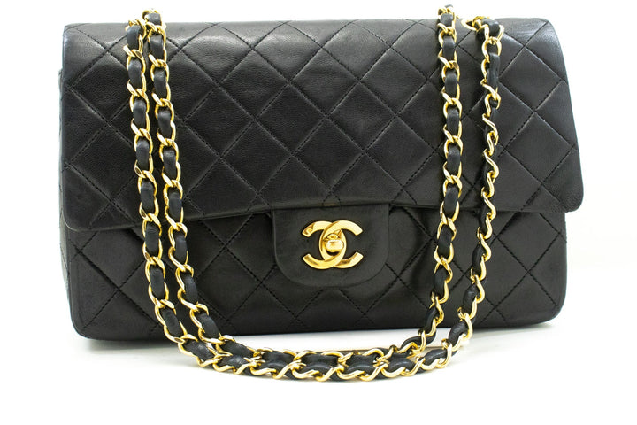 Top Quality Chanel Classic Double New 10" Chain Shoulder Bag Black Lambskin