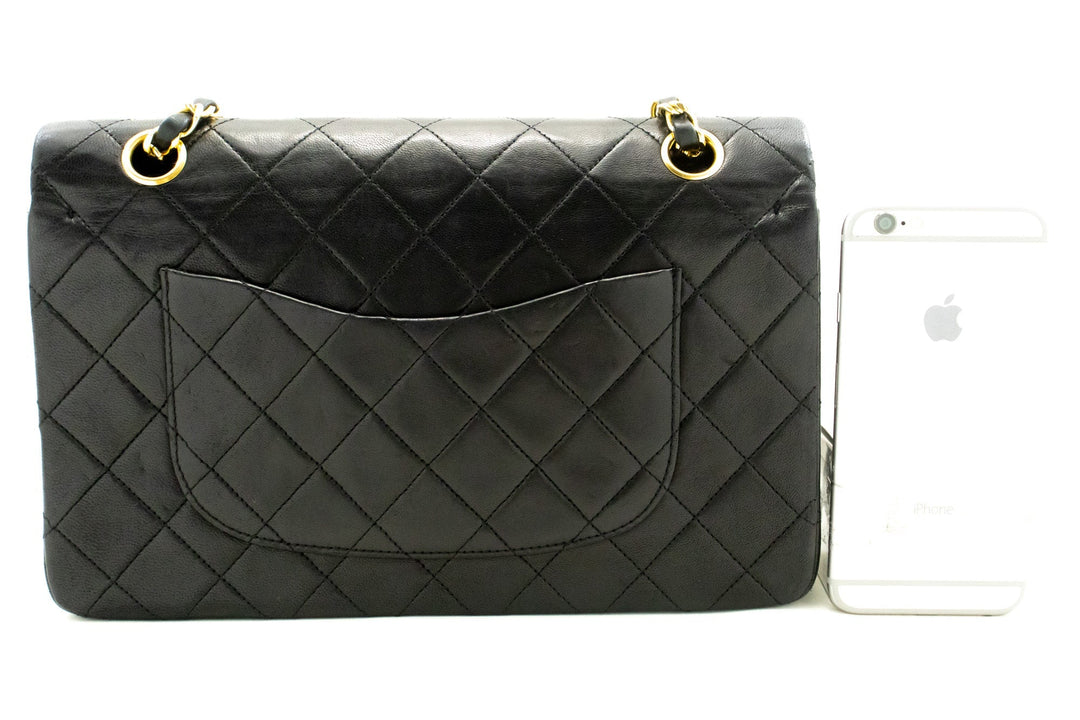 Top Quality Chanel Classic Double New 10" Chain Shoulder Bag Black Lambskin