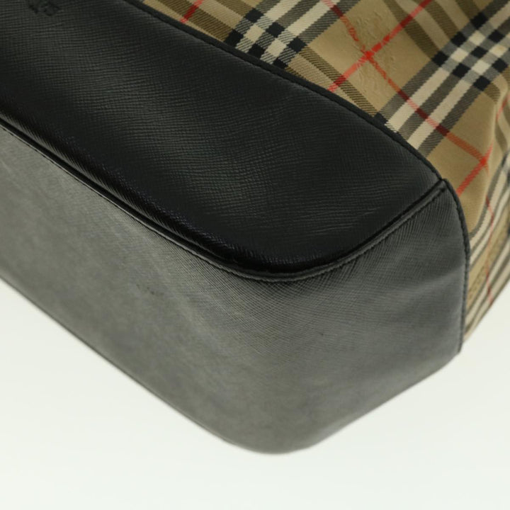 BurberrySs Nova Check Hand Bag Nylon Leather Beige Auth 40354