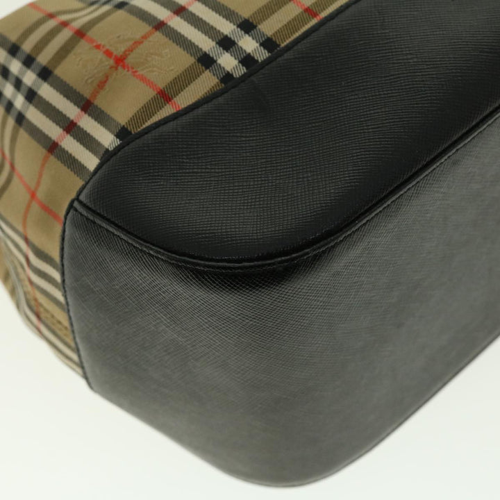 BurberrySs Nova Check Hand Bag Nylon Leather Beige Auth 40354