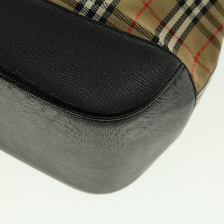 Top Quality BurberrySs Nova Check Hand Bag Nylon Leather Beige Auth 40354