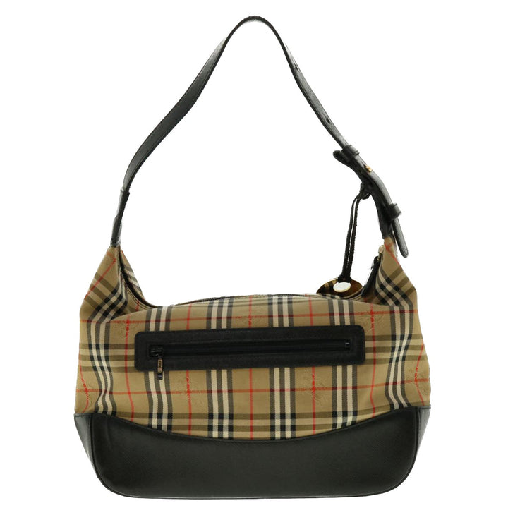 BurberrySs Nova Check Hand Bag Nylon Leather Beige Auth 40354