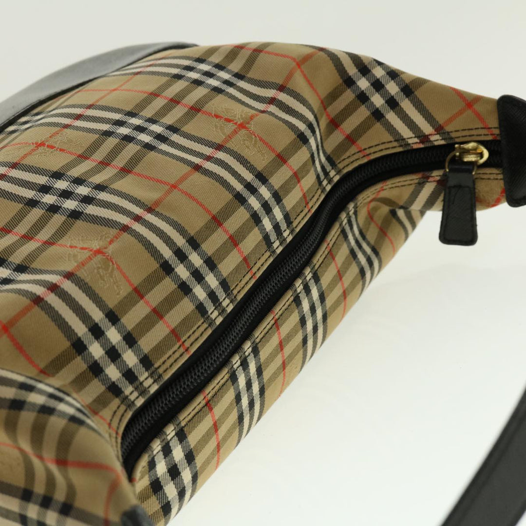 BurberrySs Nova Check Hand Bag Nylon Leather Beige Auth 40354