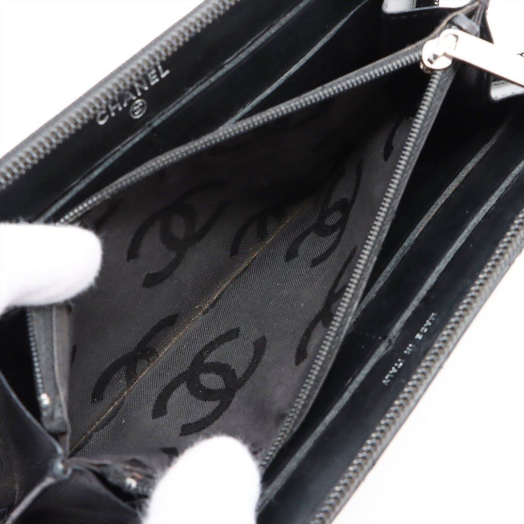 Top Quality Chanel Combon Line in Round  Wallet Black Silver  13th Series Seal Coloring