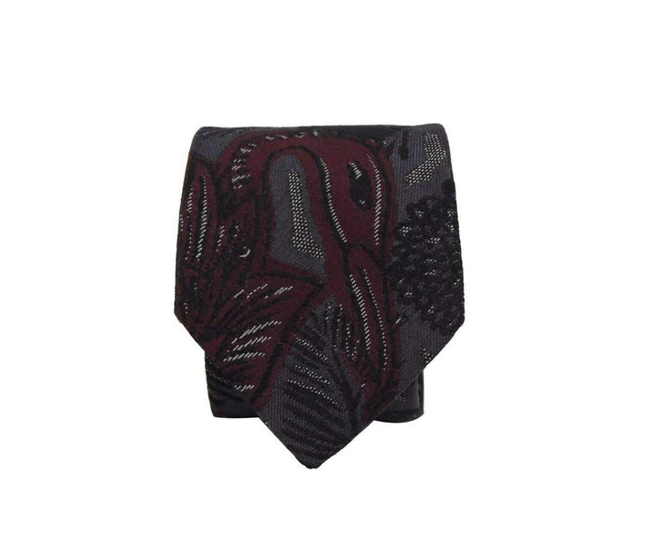 Burberry Men's Dark Navy and Burgundy Silk With Animal Print Tie