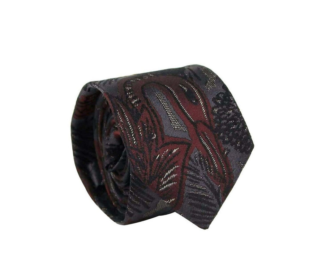 Burberry Men's Dark Navy and Burgundy Silk With Animal Print Tie