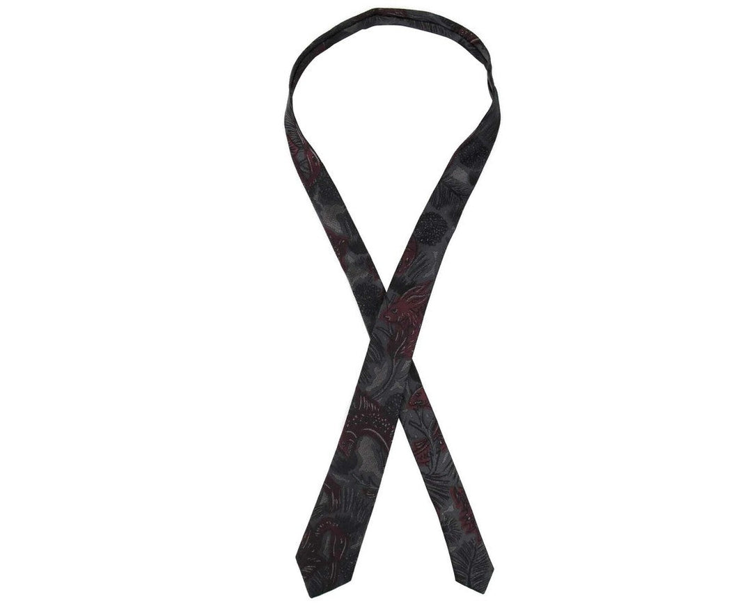Burberry Men's Dark Navy and Burgundy Silk With Animal Print Tie