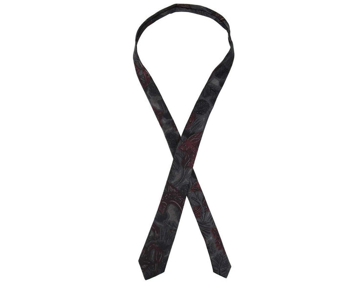 Burberry Men's Dark Navy and Burgundy Silk With Animal Print Tie