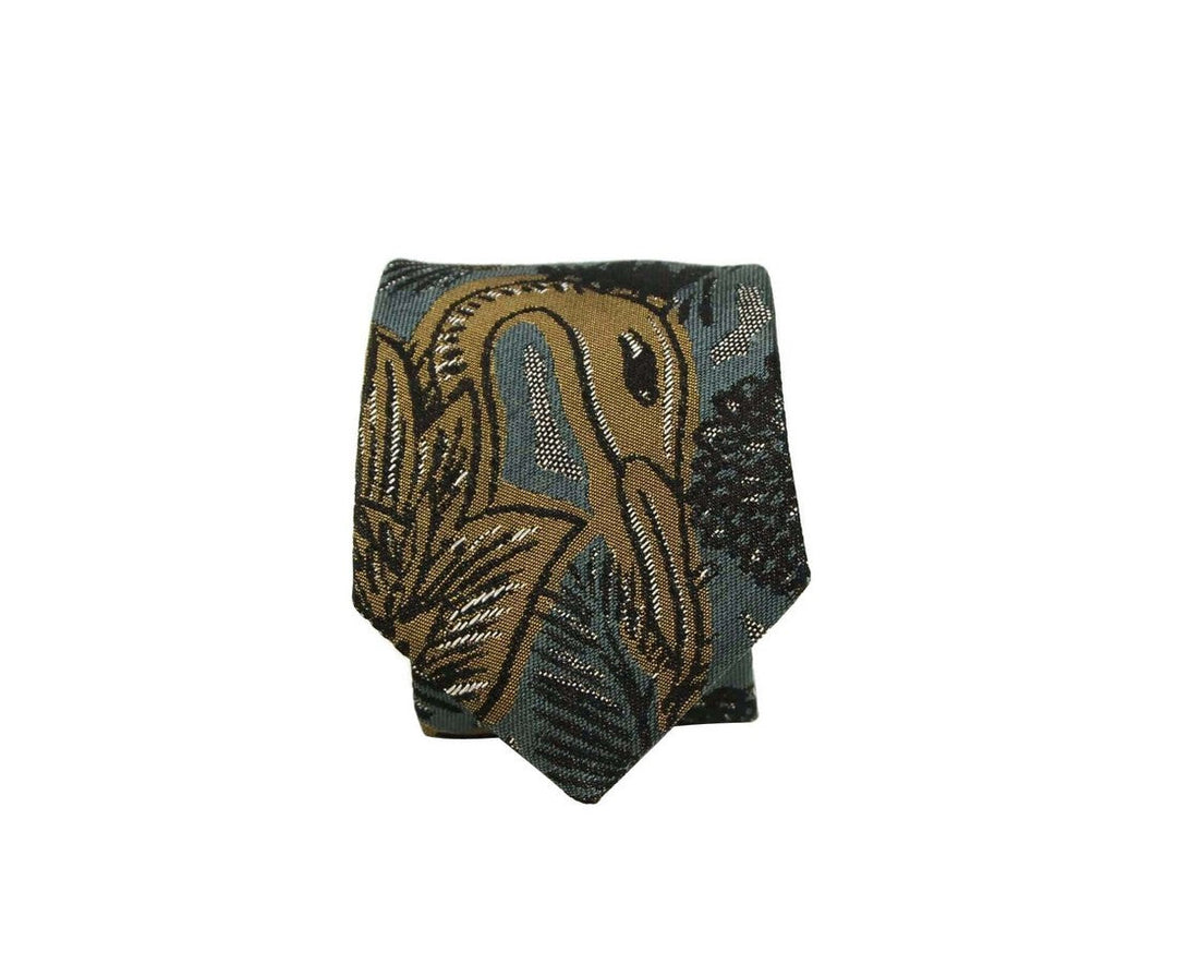Burberry Men's Sage Green Silk With Animal Print Tie