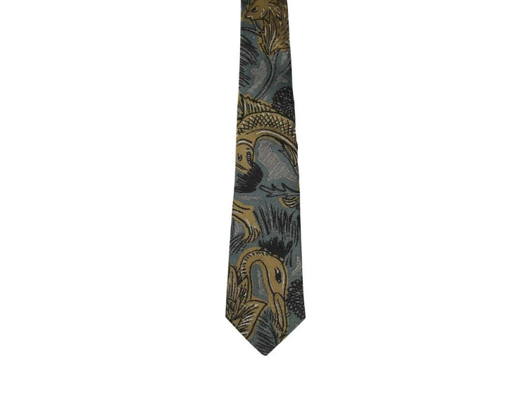 Burberry Men's Sage Green Silk With Animal Print Tie