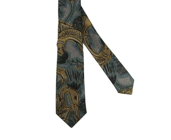 Burberry Men's Sage Green Silk With Animal Print Tie