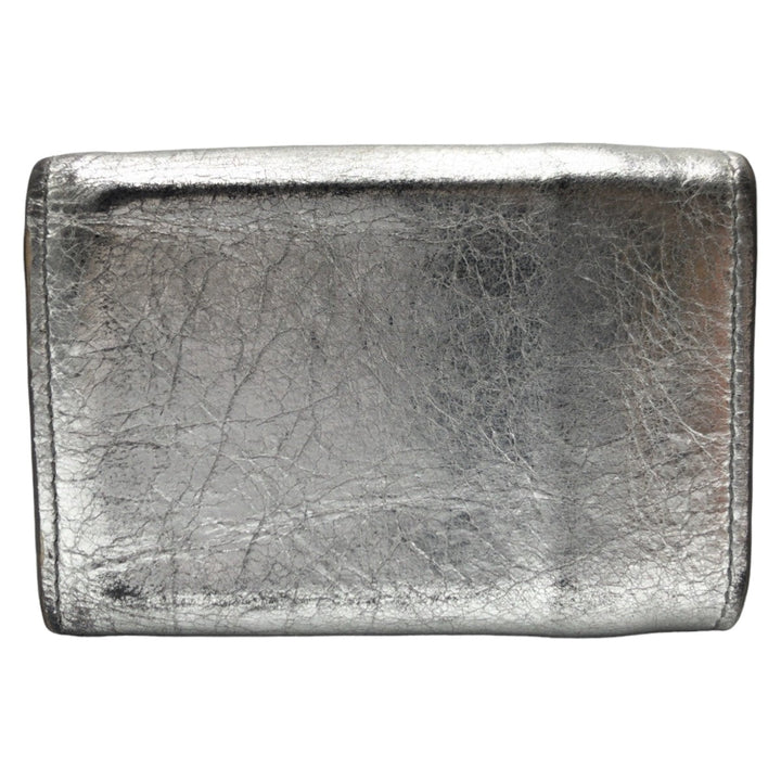 Top Quality Balenciaga Silver Leather Tri-Fold Wallet