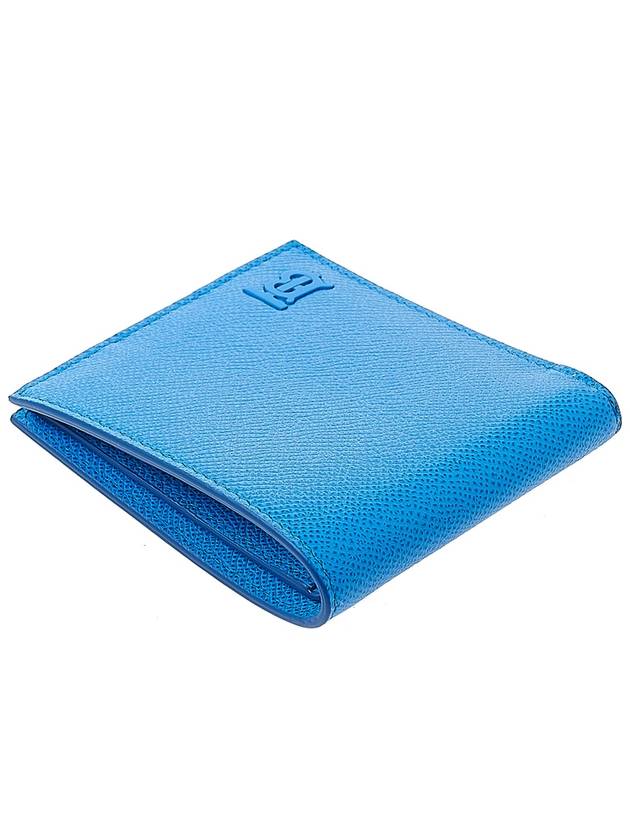 Burberry TB Logo Bifold Grainy Leather Half Wallet Vivid Blue