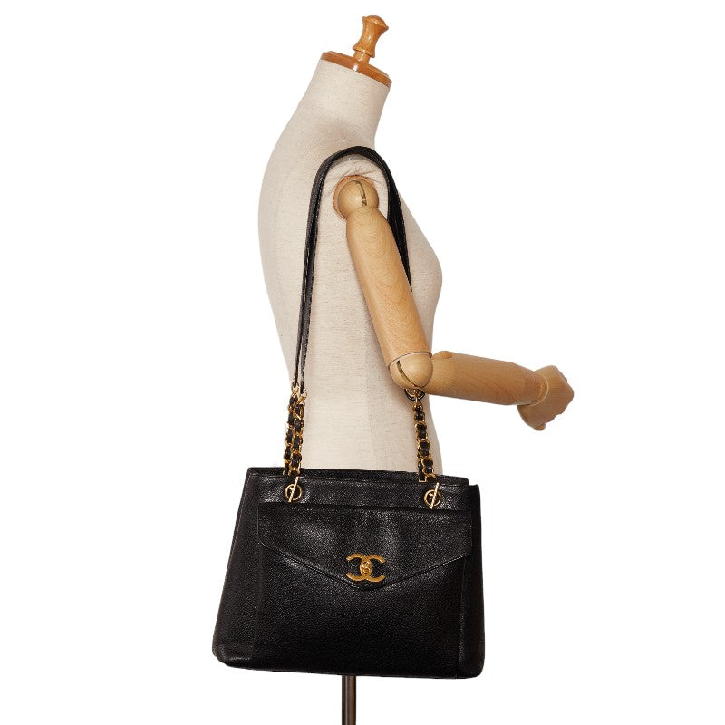 Top Quality Chanel Vintage Shoulder Bag in Caviar Leather Black