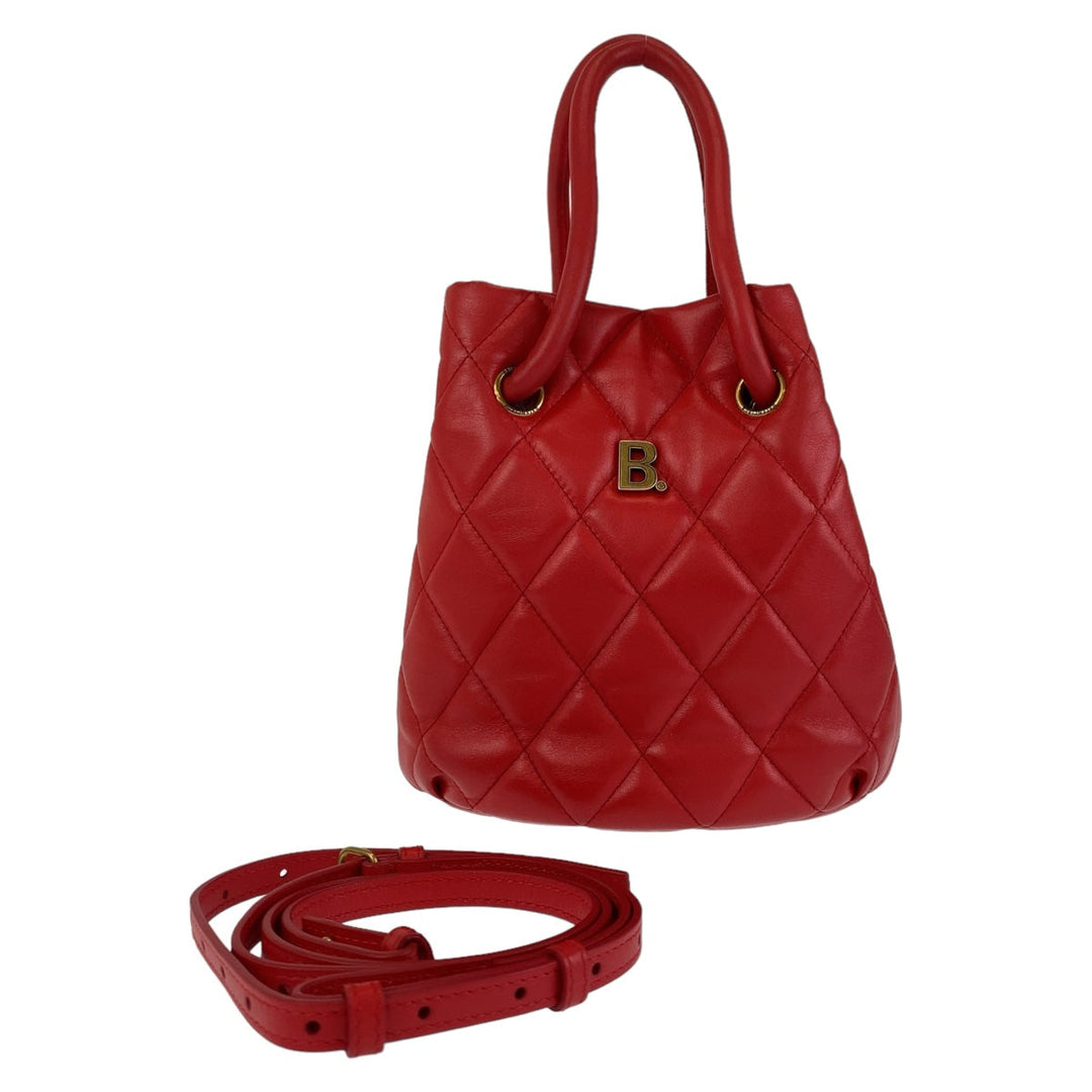 Top Quality Balenciaga B Bucket Bag Red Leather 2way