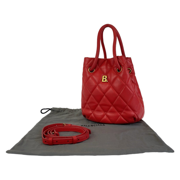 Top Quality Balenciaga B Bucket Bag Red Leather 2way